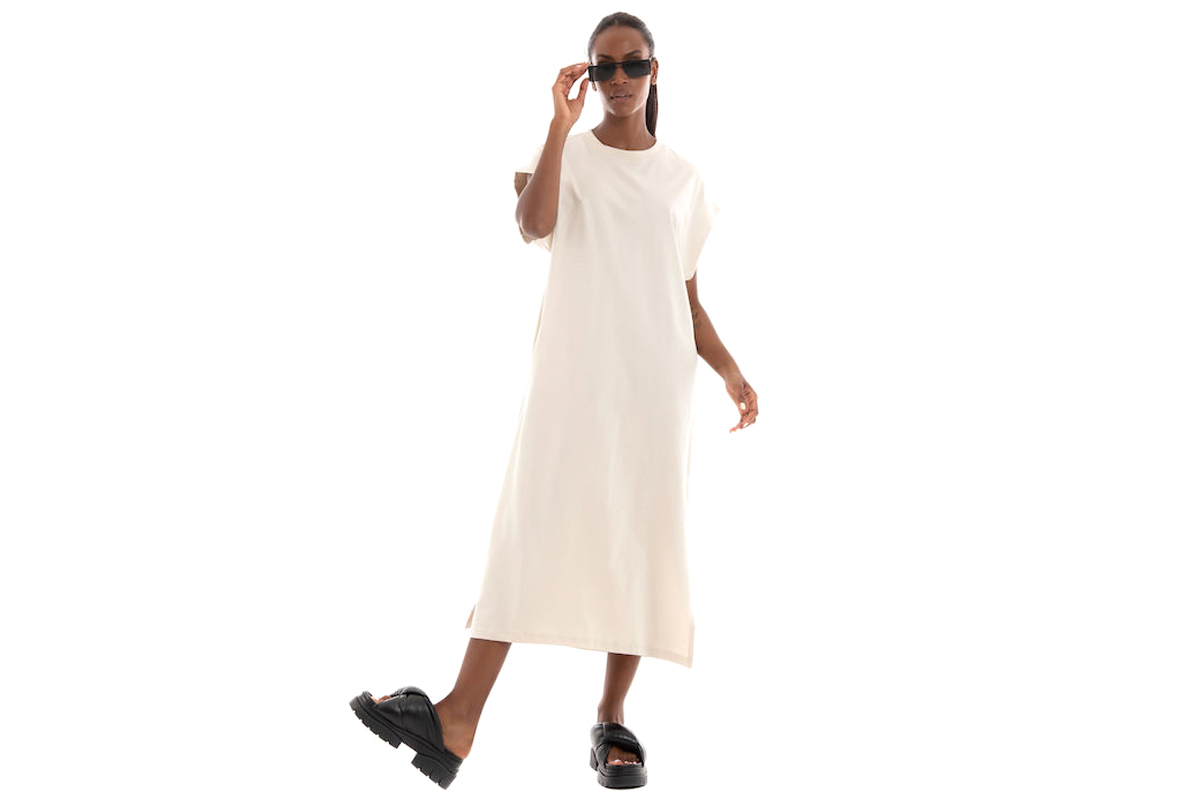 Only Onlvivi S-S Oversize Midi Dress Jrs Φόρεμα Midi Γυανικείο (15257444 MOONBEAM) Καφέ